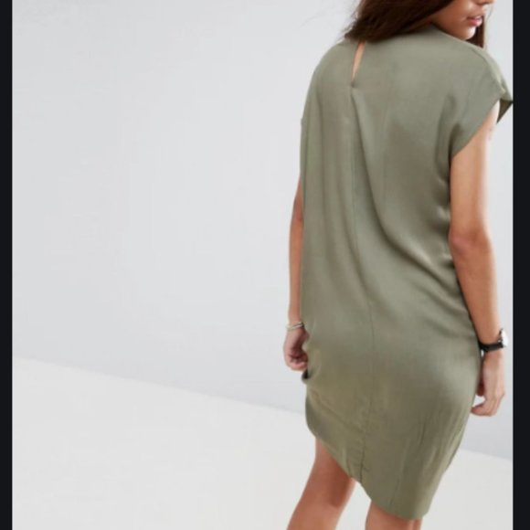 Green Sleeveless Ruched T-shirt Dress Sz 0 NEW - Picture 2 of 5